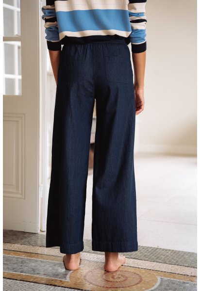 Pantalon Jude - Pantalon denim taille haute élastique lien à nouer - Douze Juin
