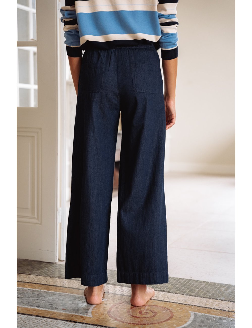 Pantalon Jude - Pantalon denim taille haute élastique lien à nouer - Douze Juin
