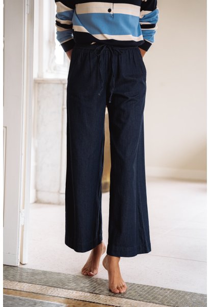 Pantalon Jude - Pantalon denim taille haute élastique lien à nouer - Douze Juin