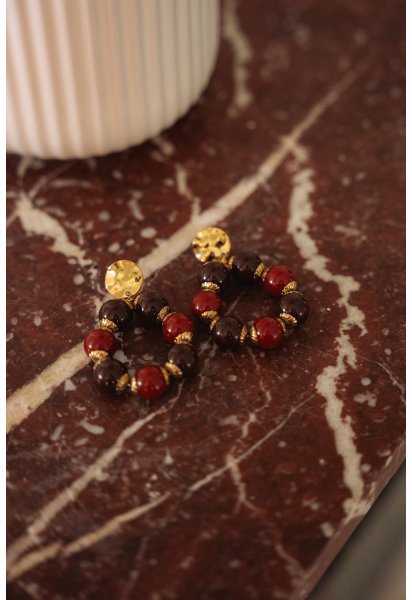 BO créoles Perla - Boucles d'oreilles créoles perles marron et terracotta - Douze Juin