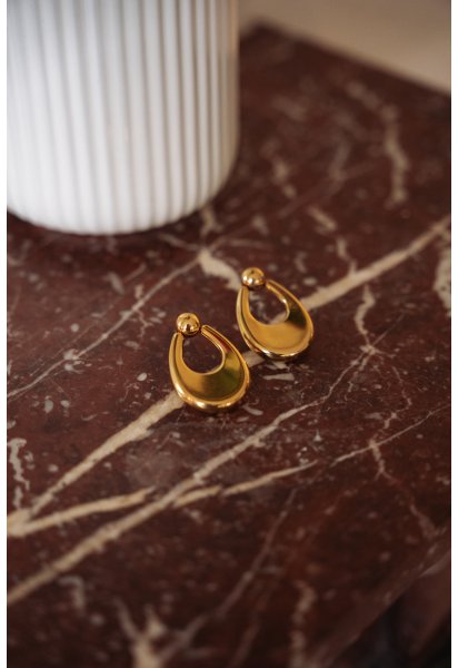 BO créoles Sylvia - Boucles d'oreilles pendantes dorées forme goutte ajourée - Douze Juin