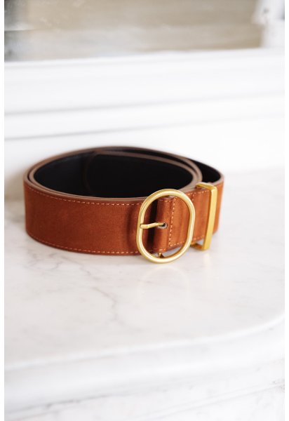 Ceinture Clark coffee - Ceinture suédine coffee boucle métal doré - Douze Juin